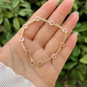 Pink Heart Zircon Diamond Bracelet