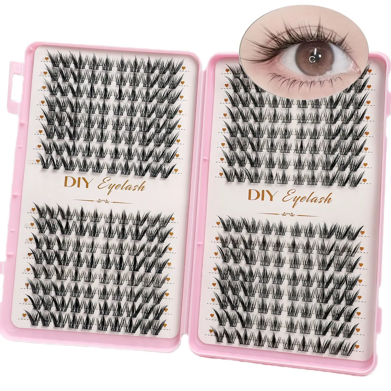 Japanese and Korean style false eyelashes -3D natural effect, easy to wear, reusable, instantly magnifying eyes, segmented design supports DIY styling, creating book eyelashes with big eye makeup effect, Fluffy Eyelashes Cluster, Volume Lashes Clusters