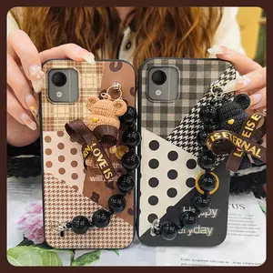 silicone Cartoon Phone Case For Nokia C110 4G Anti-knock soft case Waterproof Simplicity Back Cover Skin-friendly feel Bear bracelet Dirt-resistant protective case cute