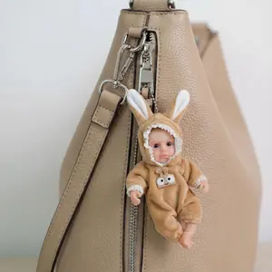 Ultra-Realistic Silicone Reborn Baby Doll - 6-12 in Full Soft Silicone Body & Limbs, Squishy Doll, Soft Stuffed Figure, 3+ Age Kids' Gift, Cute Newborn-Size Decoration Toy