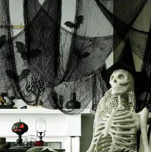 5Pcs Halloween Black Creepy Cloth- Spooky Gauze Fabric Cloth Halloween Decorations Clearance for Haunted Horror House Halloween Party Doorway Outdoors Decoration (30" × 72")