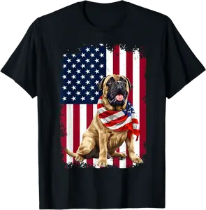 English Mastiff American Flag 4th Of July English Mastiff T-Shirt - Wesleylaird Shop 59B0D75WKHS2