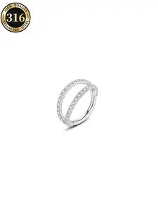 18g Hinged Nose Ring Set with Cz Stones, Hinged Nose Hoop, Fashionable Dual Nose Jewelry for Daily Wear, Stylish Accessory for Women