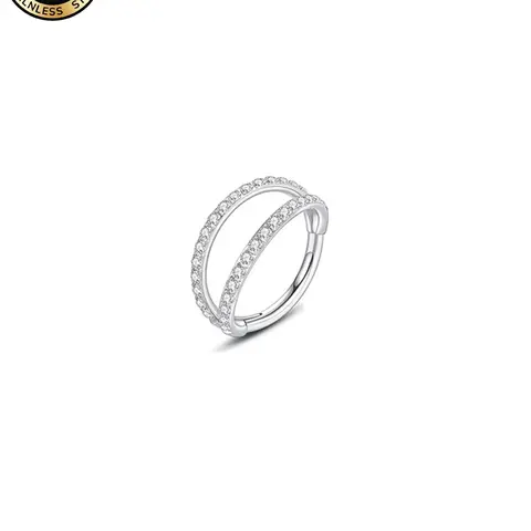 18g Hinged Nose Ring Set with Cz Stones, Hinged Nose Hoop, Fashionable Dual Nose Jewelry, Chic Body Jewelry for Daily Wear, Stylish Accessory for Women, Body Jewellery