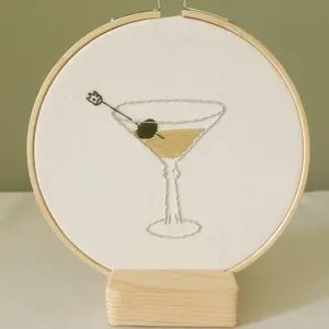 Martini Glass 6” Embroidery Hoop DIY Kit