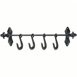 Wall Hooks – 4 Pack Heavy Duty Cast Iron Coat Hooks for Entryway, Rustic Farmhouse Wall Hook Rack for Hats Keys, Vintage Metal Hooks for Bathroom Kitchen, Removable Utility Hooks for Garage, Unique Housewarming Gift