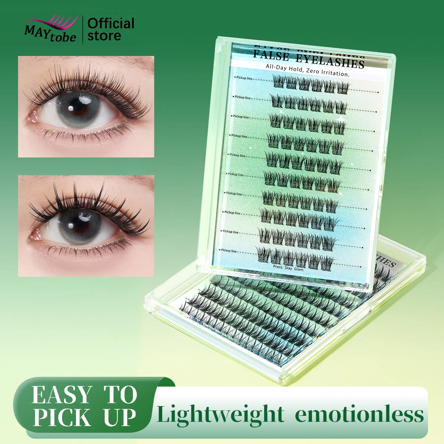 MAYtobe Self-Adhesive Lashes Clusters, No Glue Needed, Easy Press-On Eyelash, 60/100/120/160 Pcs With Tweezers