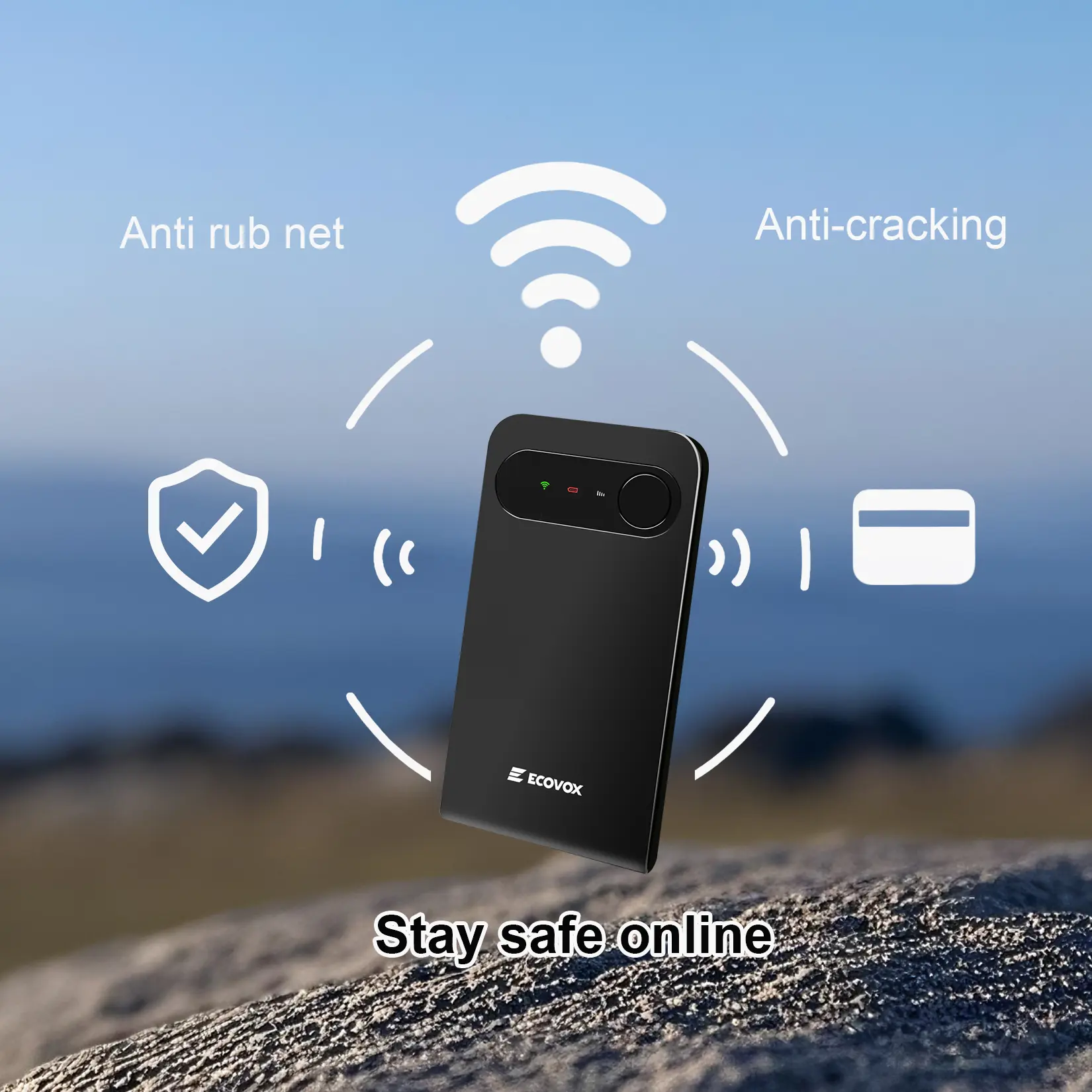 2026 ECOVOX eSIM Portable WiFi Hotspot 4G LTE Travel MiFi Router, Sim-Free No Contract, Free 1GB Global Trial Data, 13H Long Battery, Quick Setup Secure Wireless Modem, Connect Up To 9 Devices for Travel RV Camping Daily Home Use