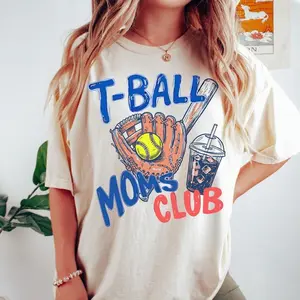 T-Ball Moms Club Comfort Colors® T-Shirt, Gameday Doodle Baseball Tee, Trendy Women's Tball Shirt, Sports Mom Shirt, Game Day Tee