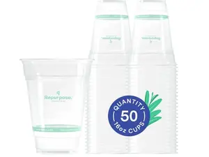 Repurpose 100% Compostable Plant-Based Clear Cold Cups, 16oz, 50 Count, BPA & PFAS Free, FDA Non-Toxic, Certified BioBased
