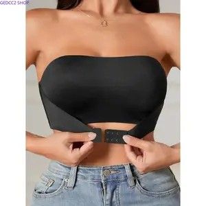 Women's Strapless Seamless Front-Button Bralette, Wireless Off Shoulder Plus Size Bra, Unpadded with Smooth Support, Cold Washable, Comfortable for Daily Wear and Layering