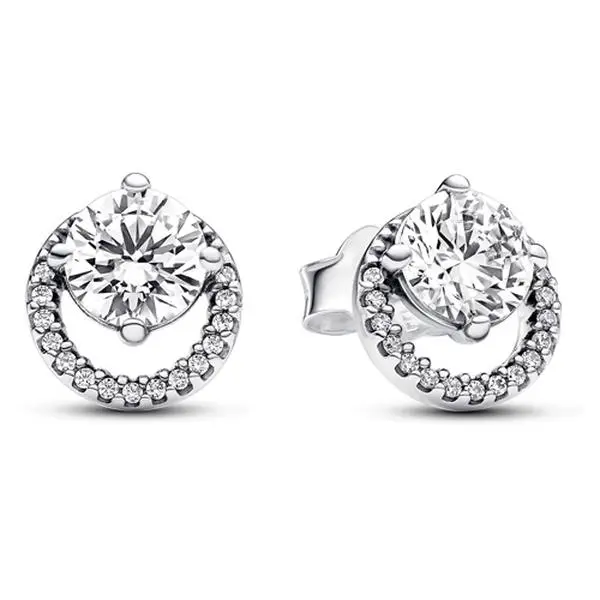 Pandora Sparkling Round Halo Stud Earrings 291248C01