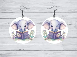 Elephants Reading Earrings Collection 1