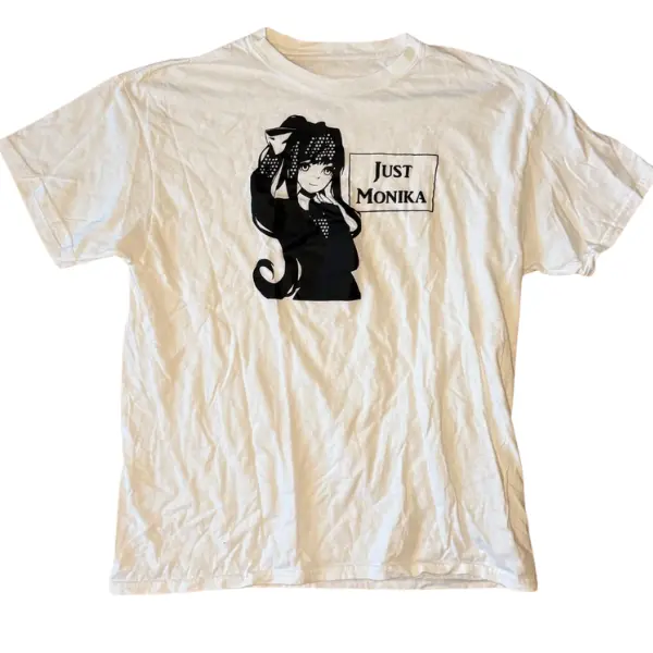 Doki Doki Literature Club Monika Graphic T-Shirt - Vintage Graphic Tee – Unisex S-3XL – Menswear & Womenswear – Streetwear Tops – Casual Cotton Crewneck Shortsleeve T-shirt