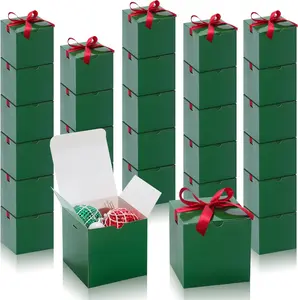 60 count Small  Boxes, 3x3x3 inches  Paper  Box with Ribbons, Green Candy Boxes for Christmas Wedding Favors  Shower Bridal Shower Birthday Party