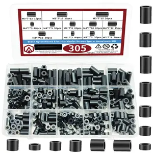305-Piece Power Outlet Screw Washer Kit – Black Nylon Round Washer Assortment – ​ ​ Non-Threaded Plastic Spacers for Switches and Outlets