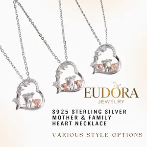 Family Elephant Heart Necklace For Mom, Rose Gold Family, Mother-Child & Couple Love Pendant, Sentimental Mother's Day Jewelry Gift for Women