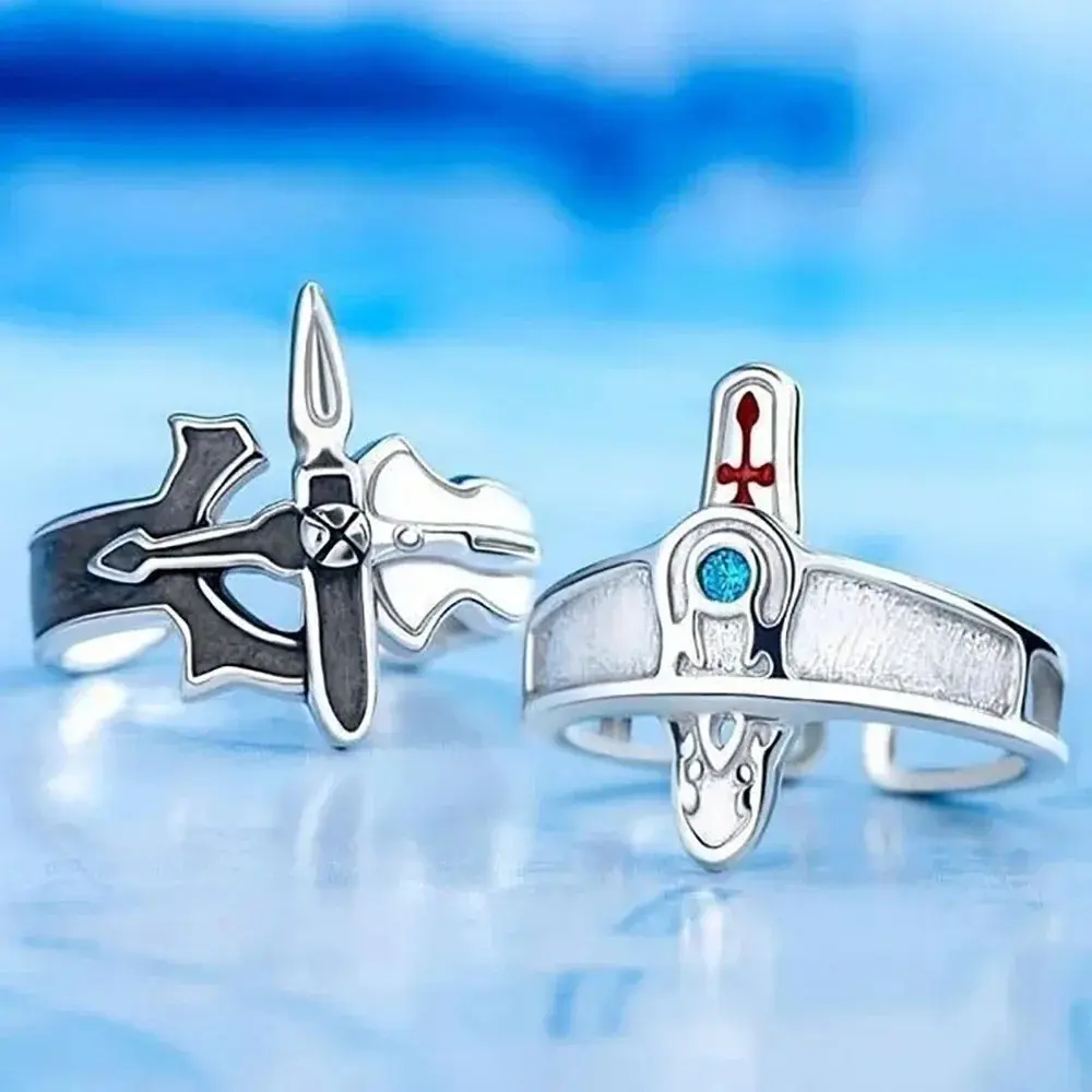 Cartoon Anime Personalized Cross Ring Fashion Simple Retro Couple Creative Popular Ring Gift Accessories