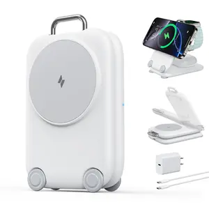 【Valentine's Day Gift】PaktVault 2025 Traveling Fast Wireless Charging Station for Apple Devices, Magnetic 3 in 1 Travel MagSafe Charger Stand for iPhone 16 15 14 13 12 Pro Max Plus, Apple Watch& Air pods 4 3 2 Pro