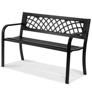 KFFKFF Outdoor Bench 46 in Metal Garden Bench 480 lbs Park Patio Yard Porch Bench