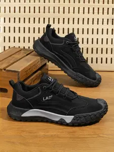 Men's Khaki-Brown Color-Block Outdoor Workwear Hiking Shoes: Anti-Slip Wear-Resistant + Breathable Mesh, Trekking Sports Casual Shoes