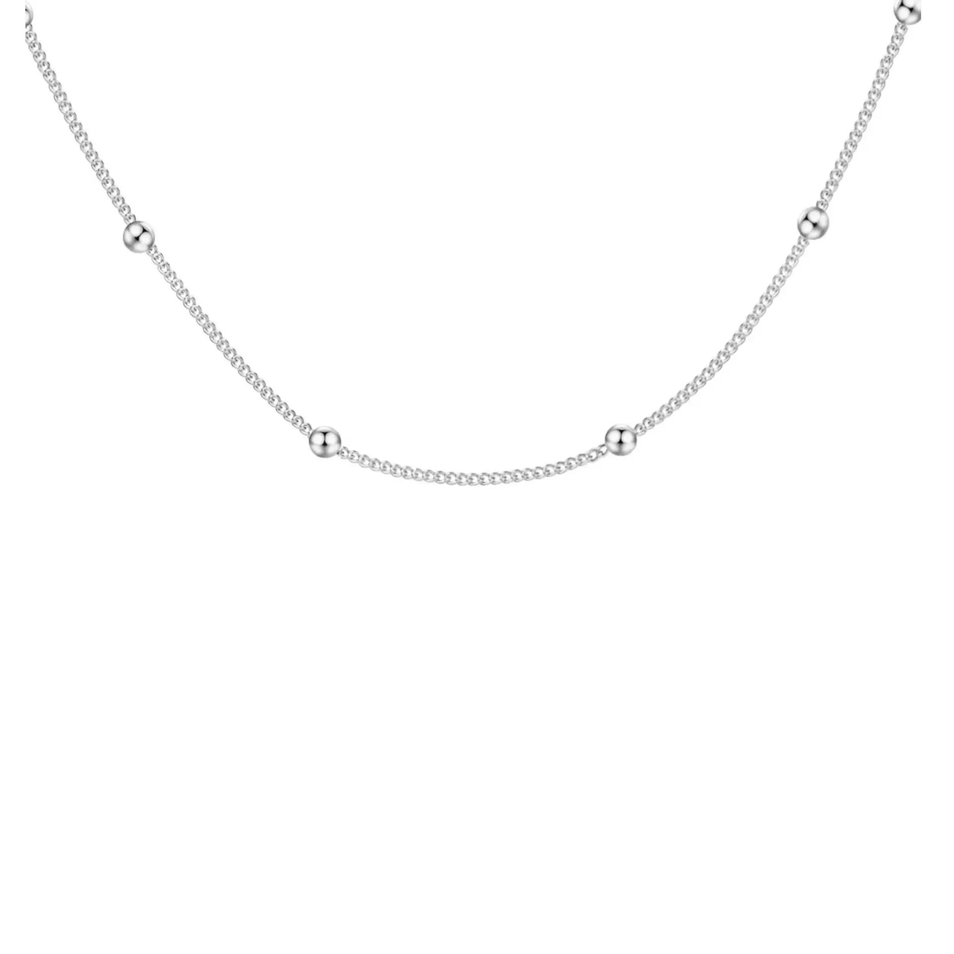 Silver 38+5CM Rice Bead Necklace