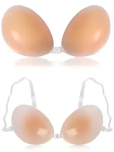 Women's Strapless Push-Up Bra, Silicone Nipple Cover, Invisible Adhesive Breast Petals, Wedding & Party Wear, Ultra-Thin Design