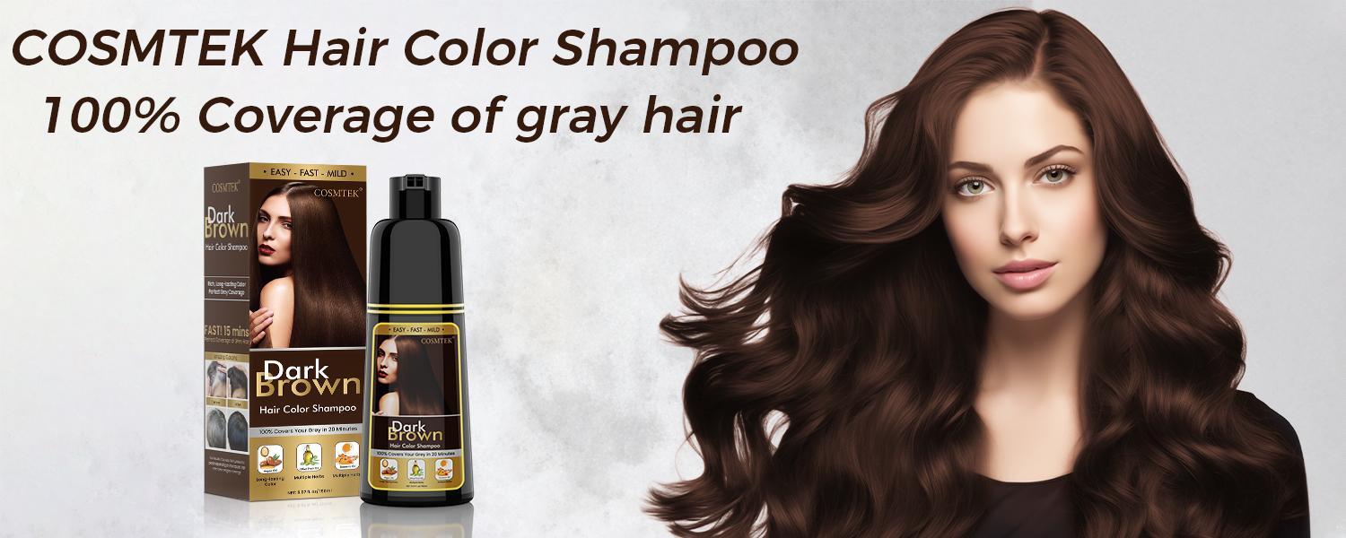 COSMTEK 3 in 1 Hair Dye Shampoo,100% Grey Hair Coverage,Contains