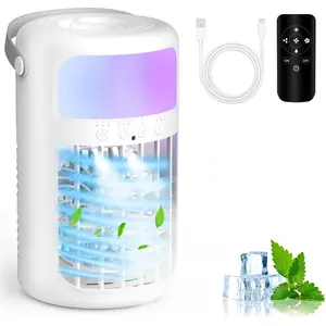 Portable Air Conditioner, 2026 Upgraded 4-IN-1 Portable Ice Fan with 3 Cooling Speeds & 1500ml Water , 2 Cool Mist Ultra-Quiet Desktop AC Fan with Remote & 2-8H Timer for Bedroom, Office,