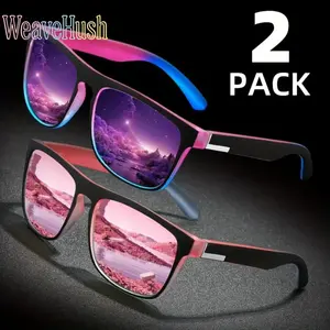 Couple Matching Square Frames Sunglasses, Classic Colorful Sunglasses for Women & Men, Durable TAC Lenses, Sturdy Metal Hinges, Lightweight Composite Frame Sports Eyewear for Parties, Street Style