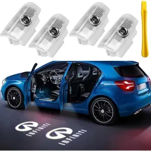 4PCS Aluminum Alloy Car Door Logo Projector Lights with Bright LEDs, Quick Installation, Emblem Display, Multiple Fits for Infiniti Models (QX50/56/60/70/80, Q50/60/70, G25/37, M25/35/37, FX37/50, EX25/35/37) - Automotive Aesthetic Mods