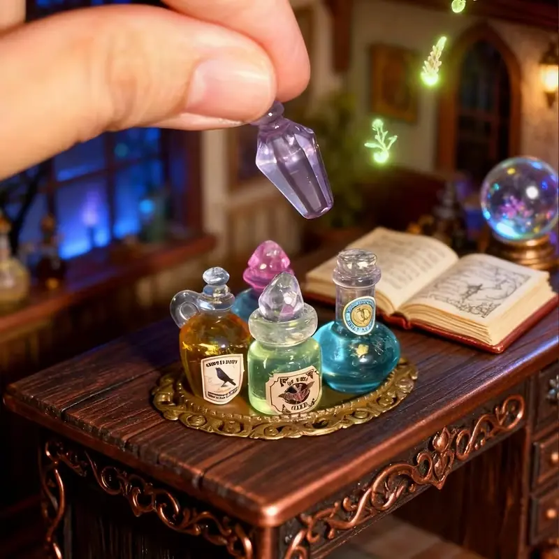 Miniature Magic Bottle Home Decor Statue Set, Festival Gift, Realistic Magic Bottle Sculpture, Photography Prop, Decorative Ornament, Desktop Ornament
