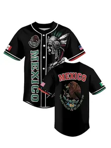 Mexican Hot Baseball Shirt, Workout Top, Sporty Button Design with Accents, Ideal for Sports Enthusiasts and Casual Wear