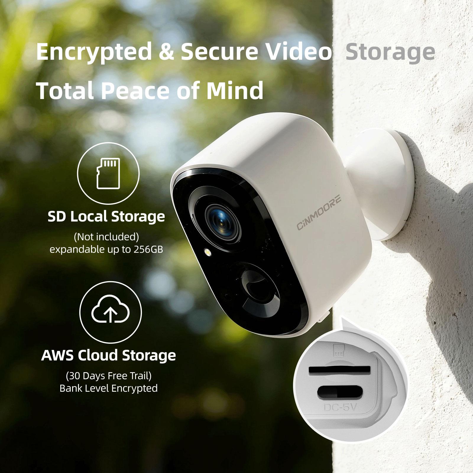 CINMOORE Outdoor/Indoor Magnetic wireless Camera 2.5K，Easy-install 2.4G WiFi Smart Garage Security Camera – HD Video, Full-color Night Vision, Motion Detection, Two-Way Audio, Smartphone Control Lens, Local Installation Card, Monitorin