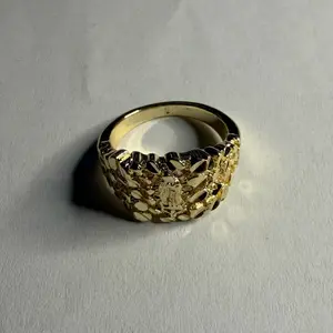 14k Gold Filled Plated Stainless Steel Virgen Mary Nugget Ring Classic Style For Men and Women