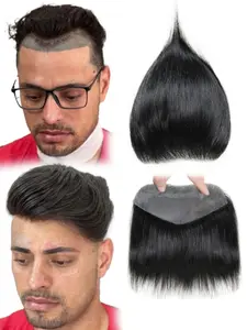 Men's Hair Toupees , 100% Human Hair Straight Toupee, Suitable for Sparse Hairline, for Men with Thin Hair, Straight Frontal