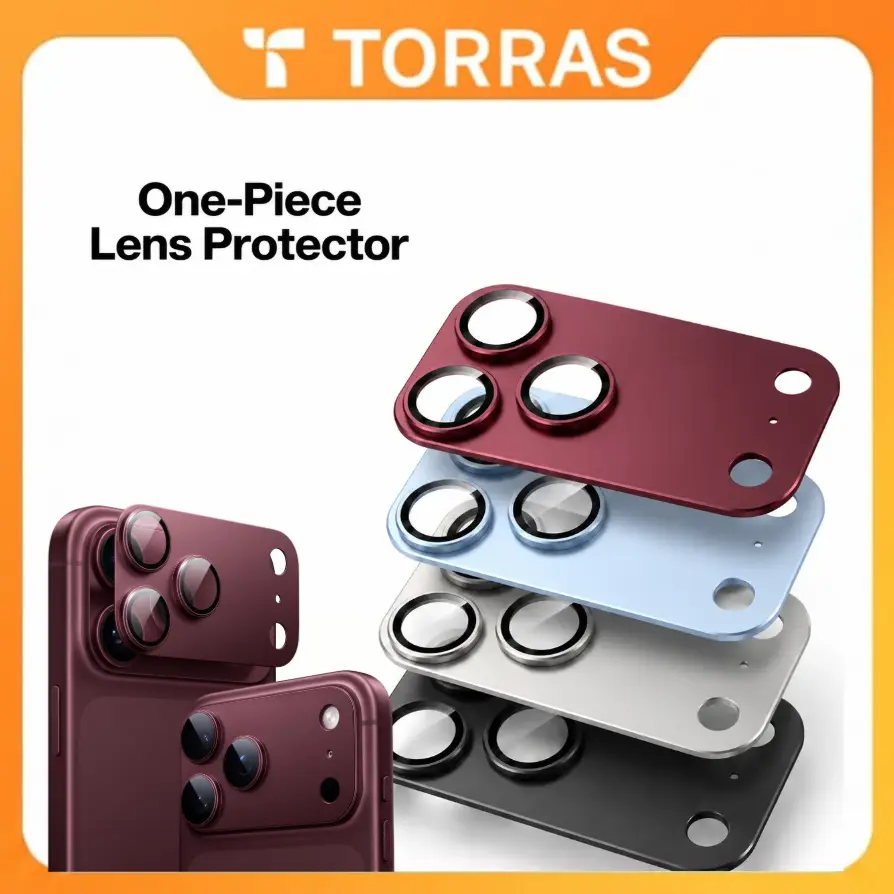 TORRAS for iPhone 18/17 Pro Max Camera Lens Protector, 9H+, Burgundy, 1 Pack Military Tempered Glass, 12FT Shatterproof, Full Camera Island Coverage, High Definition Clarity, Anti-Scratch, Case Friendly