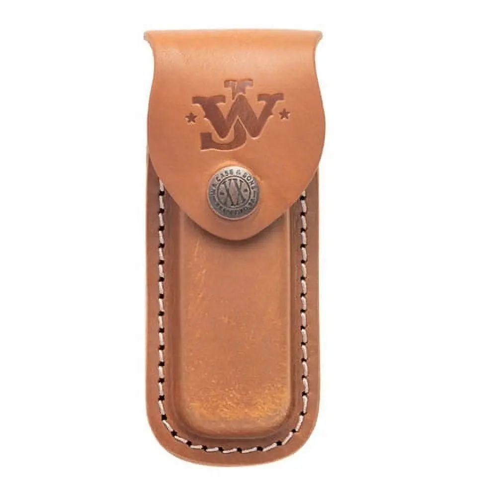 Case XX Knives John Wayne Medium Brown Leather Belt Sheath Button-snap for Pocket Knife