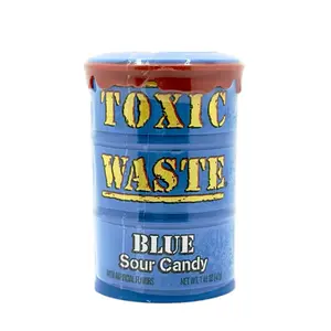 Toxic Waste Blue Sour Candy Drum - Hazardously Sour Candy Bonbon Snack Sweet Blueberry