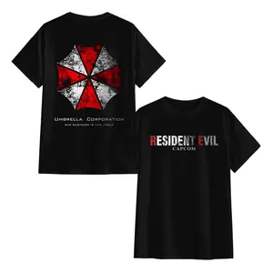 CAPCOM Resident Evil 4 Remastered Printed Short Sleeve T-Shirt, Retro Harajuku Y2K Loose Fit Casual Top, Fashion Leon Kennedy Graphic Tee, Unisex Streetwear Hip Hop Vintage Aesthetic Daily Outdoor Sport Lounge Wear