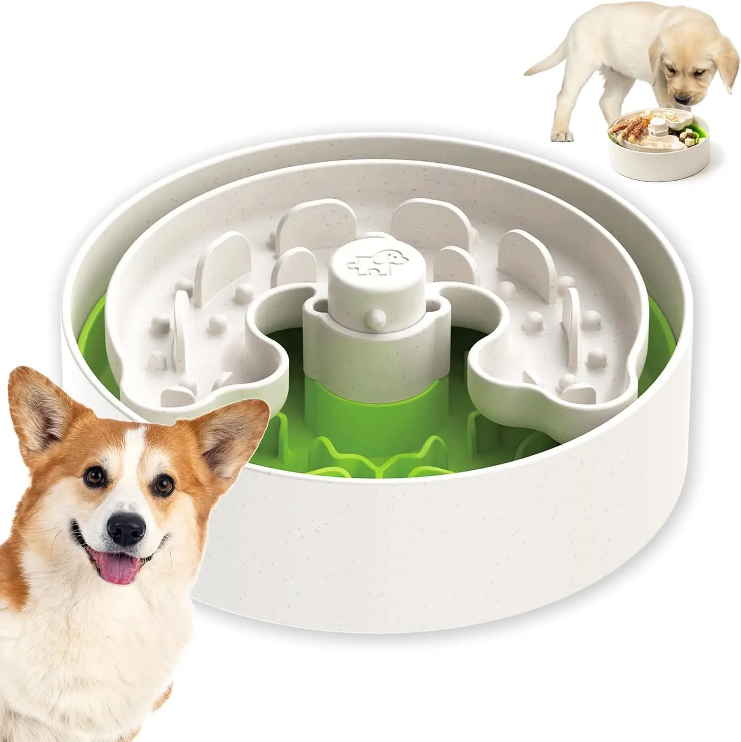Dog Slow Feeder for Small Medium Dogs, Green, Puzzle Feeder Lite, For Puppy silicone dog toy Dogs Feeding Supplies Anti-Slip pet slow