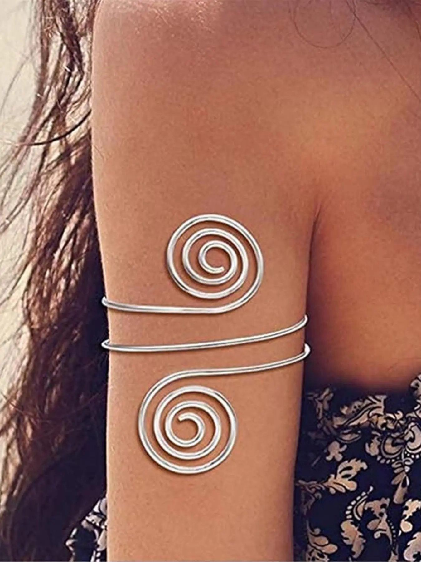Vortex Design Arm Cuff, Adjustable Arm Cuff for Women & Girls, Fashion Boho Style Bangles, Fashionable Bangle for Party, Daily Clothing Decor, All-match Adjustable Bangle Jewelry for Birthday Gift, Modern Fashion Accessories