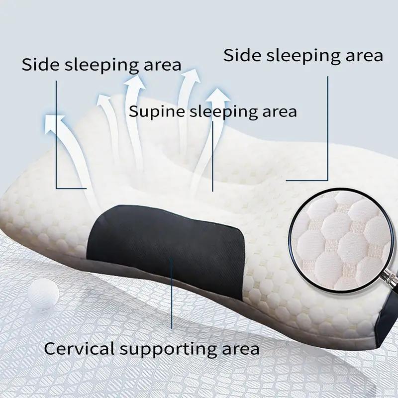 Buy 2 Get 2 Free 4 Soft Woven Neck Massage Couple Pillows Adjustable Ergonomic Orthopedic Support High-Quality Pillow Core Detachable Pillowcase Comfortable Sleep