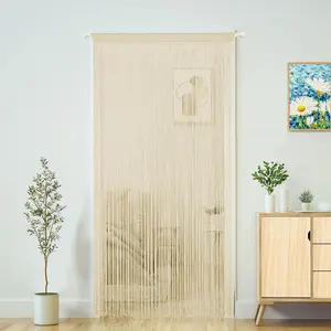 Doorway String Curtain Door Curtains,Boho Hippie Hanging Patio Tassels Screen Living Room Decor Bedroom Wall Window Closet Kitchen Fringe Divider Panel Tapestry(39x110in/100x280cm, Champagne)