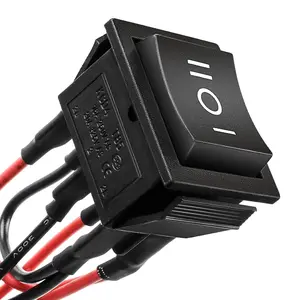 6 Pins 3 Position ON/Off/ON Pre-Wired Black Rocker Toggle Switch for Car and Boat AC 20A/125V 16A/250V
