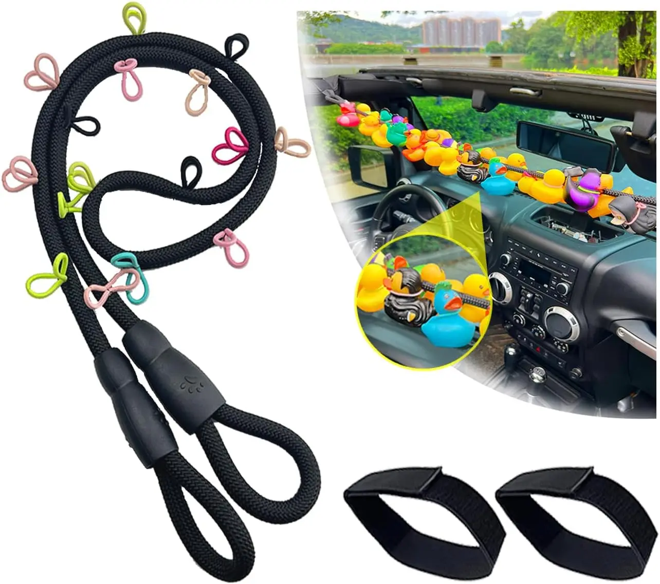 Duck Holder for ,Paracord Duck Holder for  ,Hold 32 Rubber Ducks,Rubber Ducks Mounts for   YJ TJ JK JL & Gladiator JT(Black)