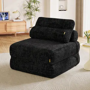 Pinmoco 7-in-1 Multifunctional Armless Convertible Corduroy Sofa Bed - Mini Couch for Bedroom, Furniture with Throw Pillows, Built-in Ergonomic Headrest, Backrest Support, Easy Storage for Apartments, Small Spaces. bean bag chair