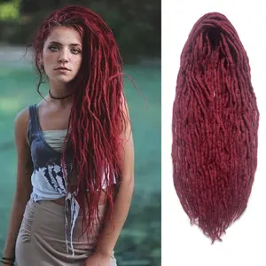 Wool Double Ended Dreadlock Extensions 22 Inch 15 Strands DE Ends Mixed Brown Synthetic DE Dreads Thin Soft Fake Dreads Hippie Style for Women