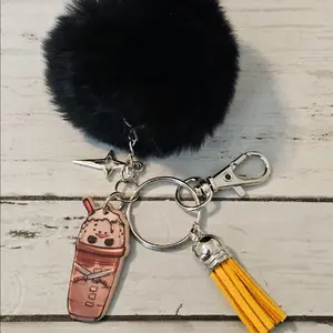Horror Coffee Keychain with Pompom