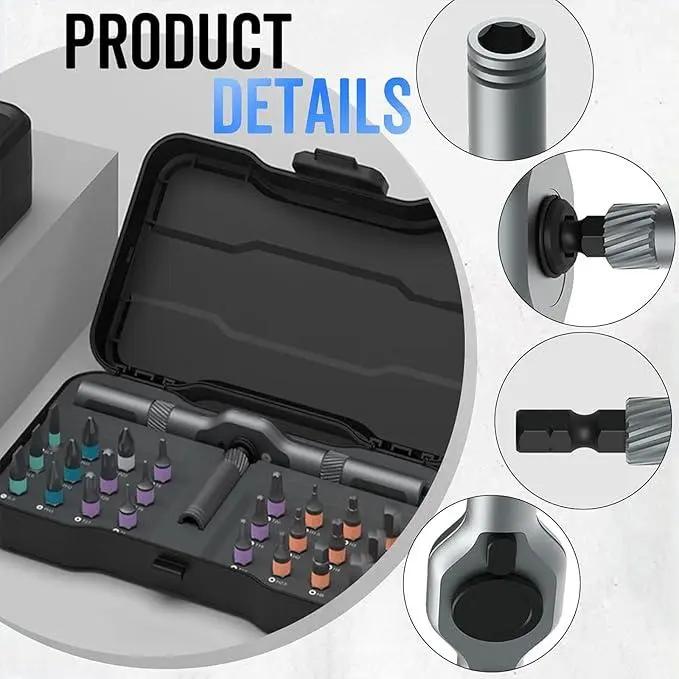24 in 1 Dly Screwdriver Set Magnetic Compact and PortableRatchet Screwdriver, Mini Screwdriver Set, Ratcheting AllenWrench Set, Removable Self-Assembly Precisio for PcMobile Bicycle (Black) repair work autorepair kit Tool Setwith Case